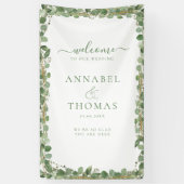 Groen "Welkom" bruiloft Spandoek (Verticaal)