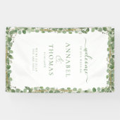 Groen "Welkom" bruiloft Spandoek (Horizontaal)