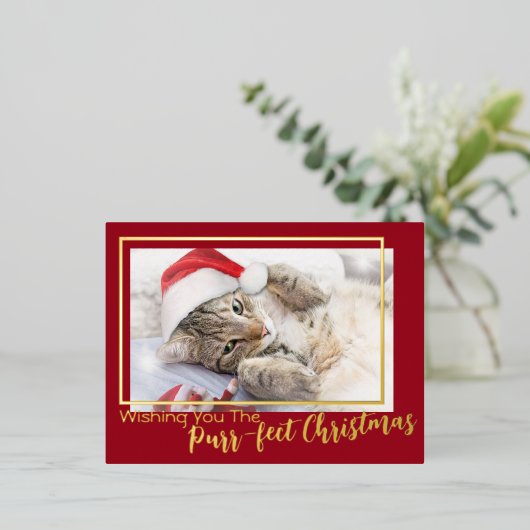 Groen Wens je de Gesponnen-perfecte kerst 2 foto Folie Feestdagen Briefkaart (Staand Voorkant)