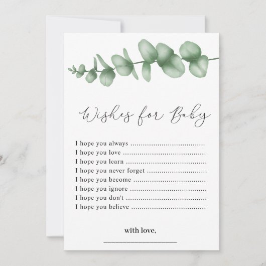 Groen Wensen voor Baby shower Kaart (Voorkant)