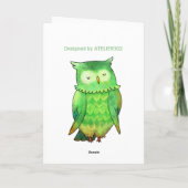 Groen Wenskaart Owl (aanpasbaar) Feestdagen Kaart (Achterkant)