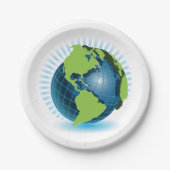 Groen Wereldbol Papieren Bordje (Voorkant)