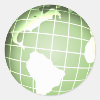 Groen Wereldbol Ronde Sticker