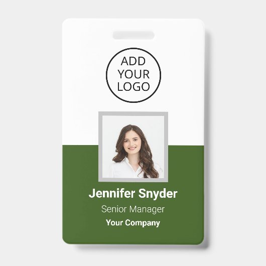 Groen, Werknemersfoto ID w/QR Code, Bedrijf Badge (Voorkant)