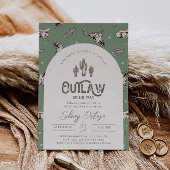 Groen Western Baby shower Uitnodiging
