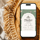 Groen Western Baby shower Uitnodiging