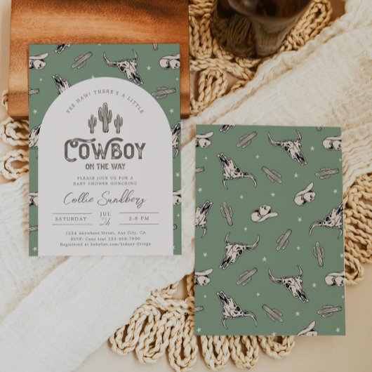 Groen Western Baby shower Uitnodiging