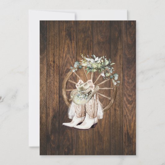 Groen Western Vrijgezellenfeest Land Bruiloft Kaart (Achterkant)