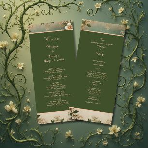 Groen Whimsical Middeleeuws Bos Wedding programma Programmakaart