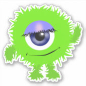 Groen Whimsical One-Eyed Monster 4 x 4 Sticker (Voorkant)