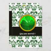 GROEN WHITE DAMASK MET SHAMROCK St Patrick Day Kaart (Voorkant / Achterkant)
