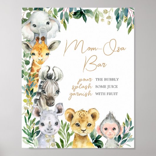 Groen Wild Een Safari Baby shower Moeder Osa Bar Poster (Voorkant)