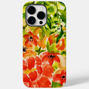 Groen Wildbloeiende koraalbloemen Waterverf Case-Mate iPhone 14 Pro Max Hoesje