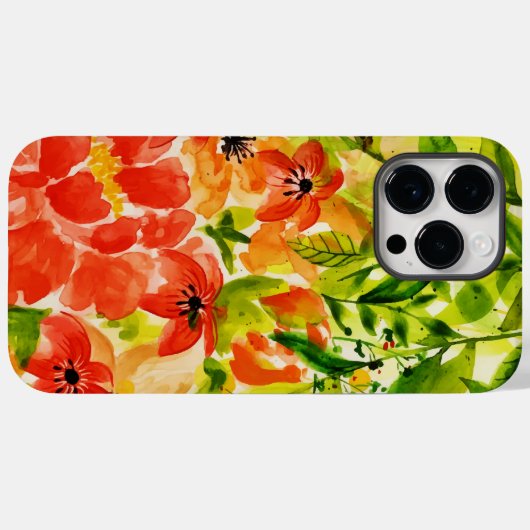 Groen Wildbloeiende koraalbloemen Waterverf Case-Mate iPhone Case (Achterkant (horizontaal))