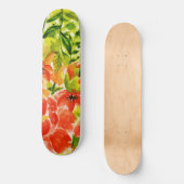 Groen Wildbloeiende koraalbloemen Waterverf Persoonlijk Skateboard (Voorkant)