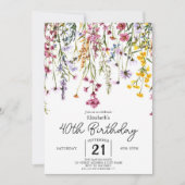 groen Wildbloemen 40e verjaardag Kaart (Voorkant)