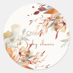 Groen wilde bloemen baby shower ronde sticker