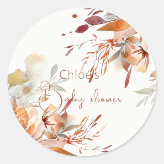 Groen wilde bloemen baby shower ronde sticker (Voorkant)