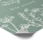 Groen Wildflower Bruiloftsborrel Bruisende Bar Bor Poster (Hoek)