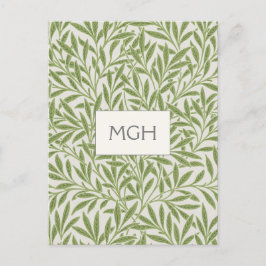  Groen Willow Leaves Monogram Briefkaart