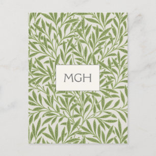  Groen Willow Leaves Monogram Briefkaart