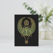 Groen Winged Egyptisch Scarab Beetle Black Briefkaart (Staand voorkant)
