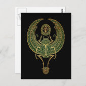 Groen Winged Egyptisch Scarab Beetle Black Briefkaart (Voorkant / Achterkant)