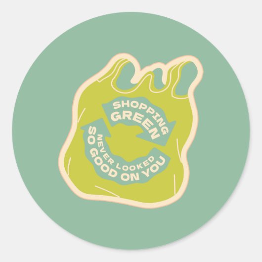 Groen winkelen ronde sticker (Voorkant)