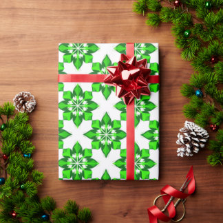 ❄ Groen Winter Sneeuwvlok Raster ❄ Cadeaupapier