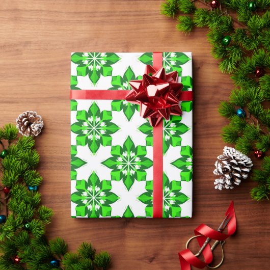 ❄ Groen Winter Sneeuwvlok Raster ❄ Cadeaupapier (Feestdagen Geschenken)
