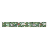 Groen winterhuis kerstsatin Ribbon Satijnen Lint (Voorkant)