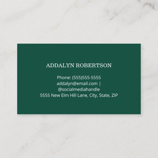 Groen Wit 2 Foto Afstuderen Naam Kaart Visitekaartje (Achterkant)