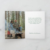 Groen Wit 2 foto Familie Vrolijk Kerstscript Feestdagen Kaart (Binnen)