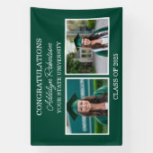 Groen Wit 2-Foto Klasse van 2025 Afstuderen Spandoek (Verticaal)