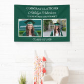 Groen Wit 2-Foto Klasse van 2025 Afstuderen Spandoek (Insitu)