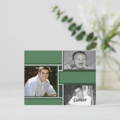 Groen & Wit 3 foto afstuderen kaart (Staand voorkant)