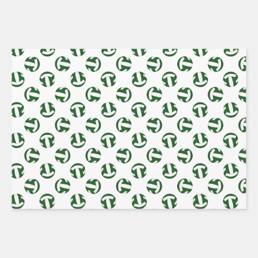 Groen Wit 3 PC Coördinerend Volleybal Inpakpapier Vel (Voorkant 3)