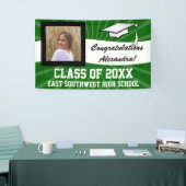 Groen Wit Aangepaste Foto Afstuderen Teken Spandoek (Beurs)