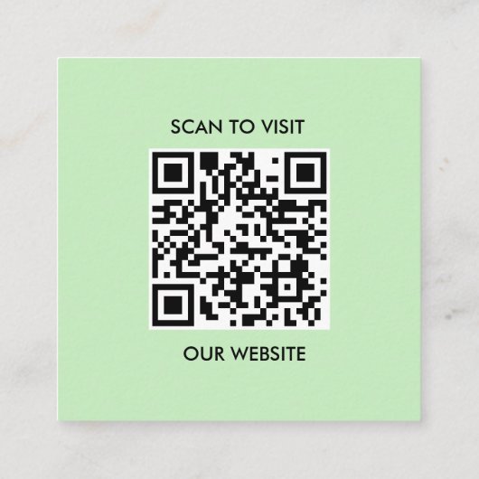 Groen Wit Aangepaste Logo en QR Code Vierkante Visitekaartje (Achterkant)
