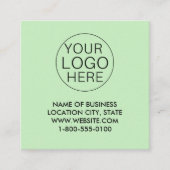 Groen Wit Aangepaste Logo en QR Code Vierkante Visitekaartje (Voorkant)