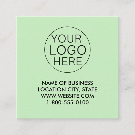 Groen Wit Aangepaste Logo en QR Code Vierkante Visitekaartje (Voorkant)