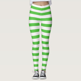 Groen & Wit Aardbeienkostuum Halloween Streep Leggings