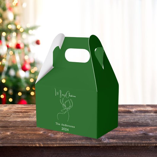 Groen wit abstract rendier moderne kerst bedankdoosjes