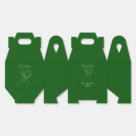 Groen wit abstract rendier moderne kerst bedankdoosjes (Ongevouwen)