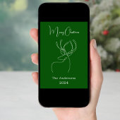 Groen wit abstract rendier moderne kerst feestdagenkaart