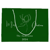 Groen wit abstract rendier moderne kerst groot cadeauzakje (Achterkant)