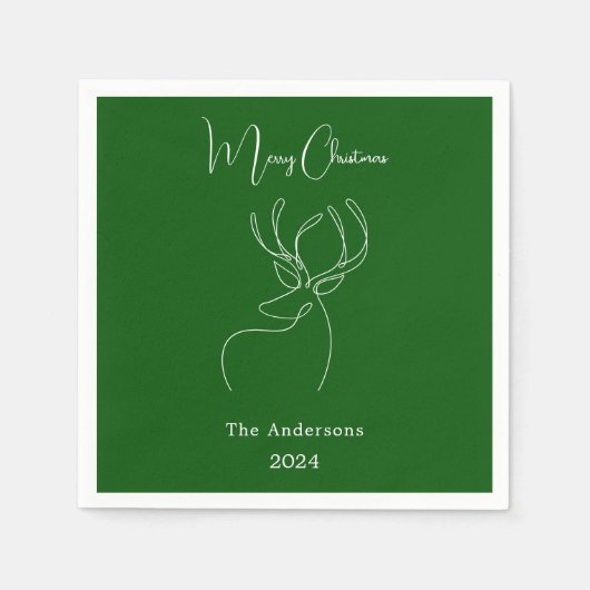 Groen wit abstract rendier moderne kerst servet (Voorkant)