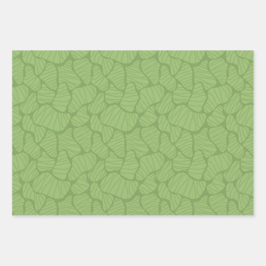 Groen & Wit Abstracte Vorm Inpakpapier Vel (Voorkant 3)