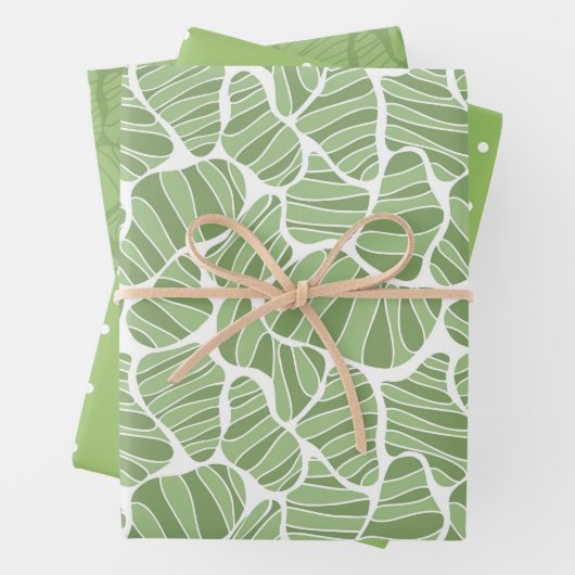 Groen & Wit Abstracte Vorm Inpakpapier Vel (In situ)