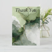 Groen & Wit Abstracte Waterverf Dank u kaart (Staand voorkant)